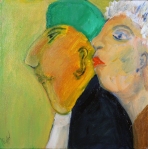 Margaretha Miglo "Listen to Your Wife" acrylic on canvas 12x12 beginning bid $100 ( value $300)