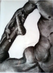 Katerina Connearney, "Male Nude", 24" x8",Charcoal on Paper